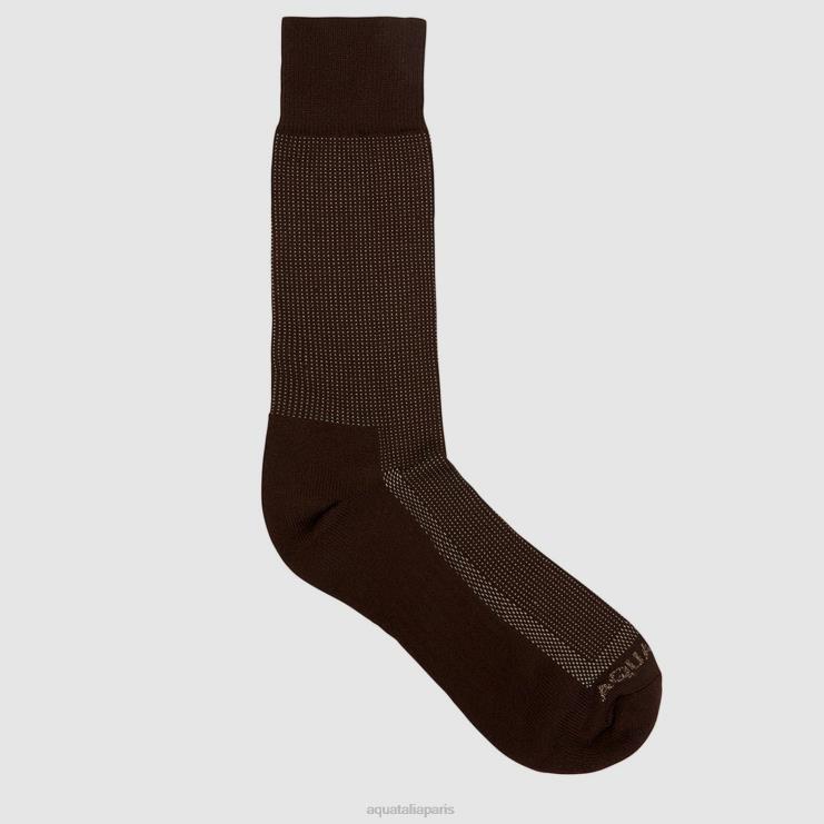Hommes Aquatalia marron/kaki chaussette mélangée en tricot pindot accessoires J448H401