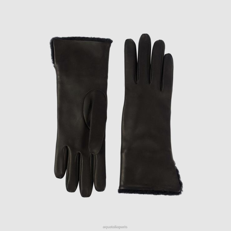 femmes Aquatalia noir gant de manchette en peau de mouton accessoires J448H375
