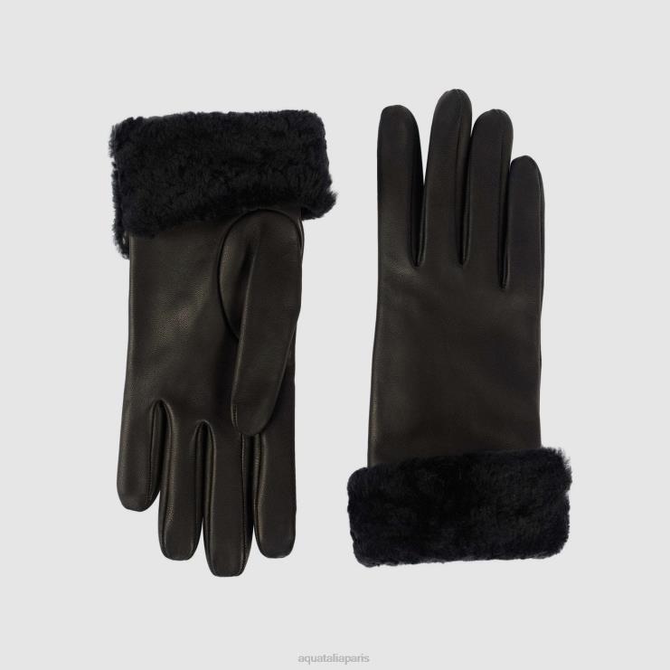 femmes Aquatalia noir gant de manchette en peau de mouton accessoires J448H375