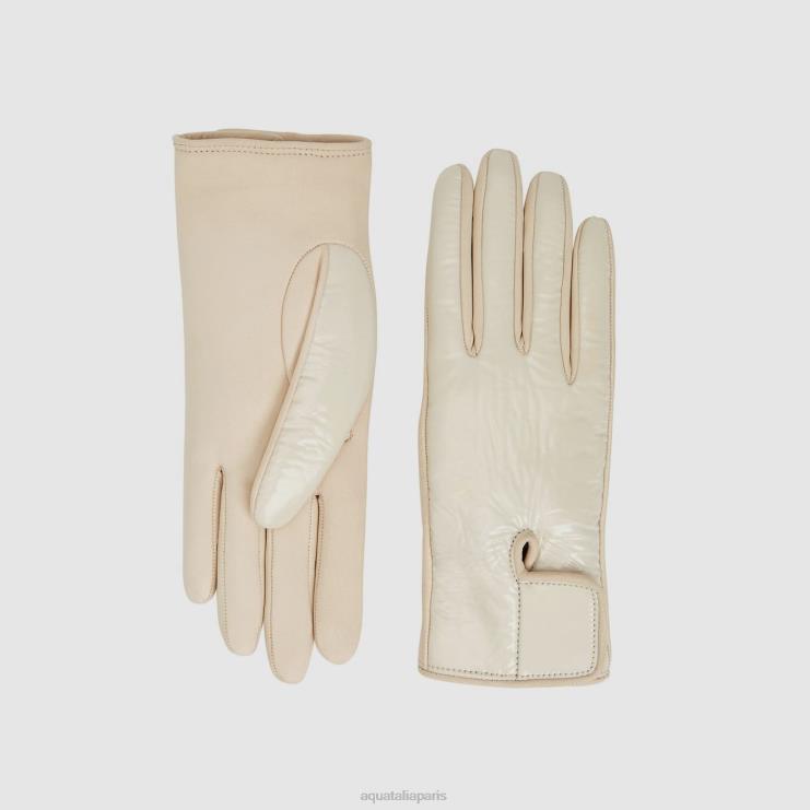 femmes Aquatalia taupe gant en cuir verni accessoires J448H378
